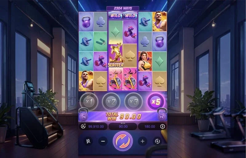 Mighty Mania — ekrani kryesor i lojës me rrjetin 6x4